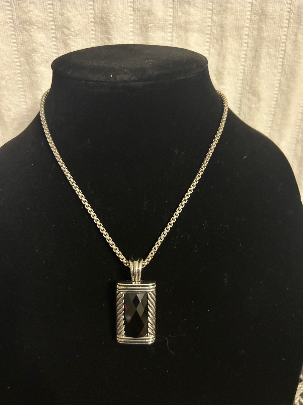 Sterling-Style Black Faceted Pendant Necklace - Women's Jewelry